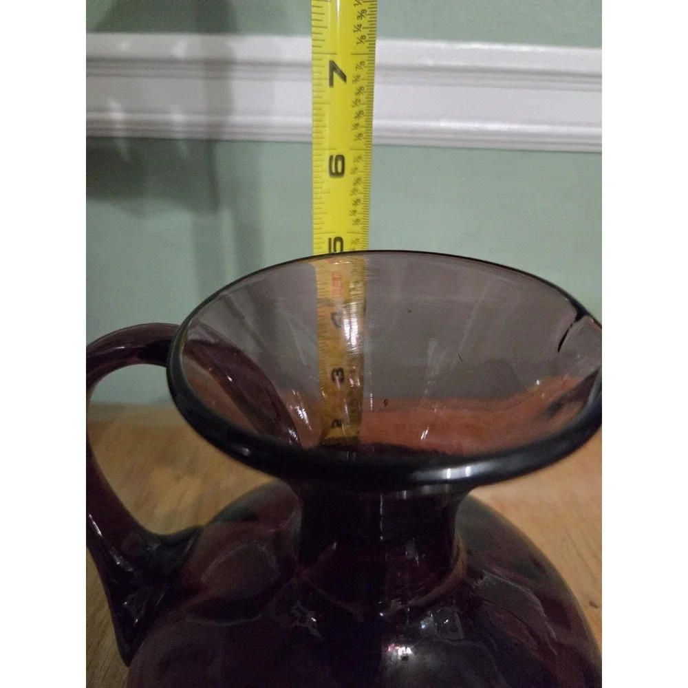 Handblown Amethyst Glass Squat Pitcher with Applied Handle 5